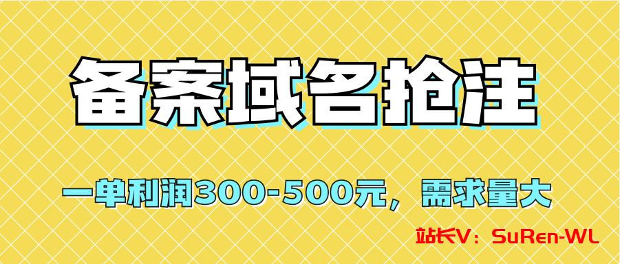 【全网首发】备案域名抢注，一单利润300-500元，需求量大-俗人博客网