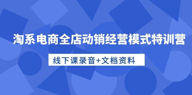 淘系电商全店动销经营模式特训营，线下课录音+文档资料-俗人博客网
