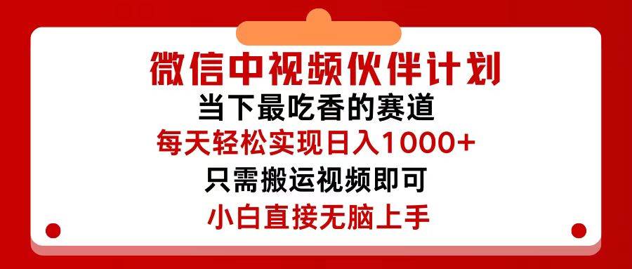 微信中视频伙伴计划，仅靠搬运就能轻松实现日入500+，关键操作还简单，…-俗人博客网