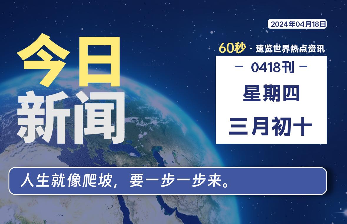 04月18日，星期四, 每天60秒读懂全世界！-俗人博客网