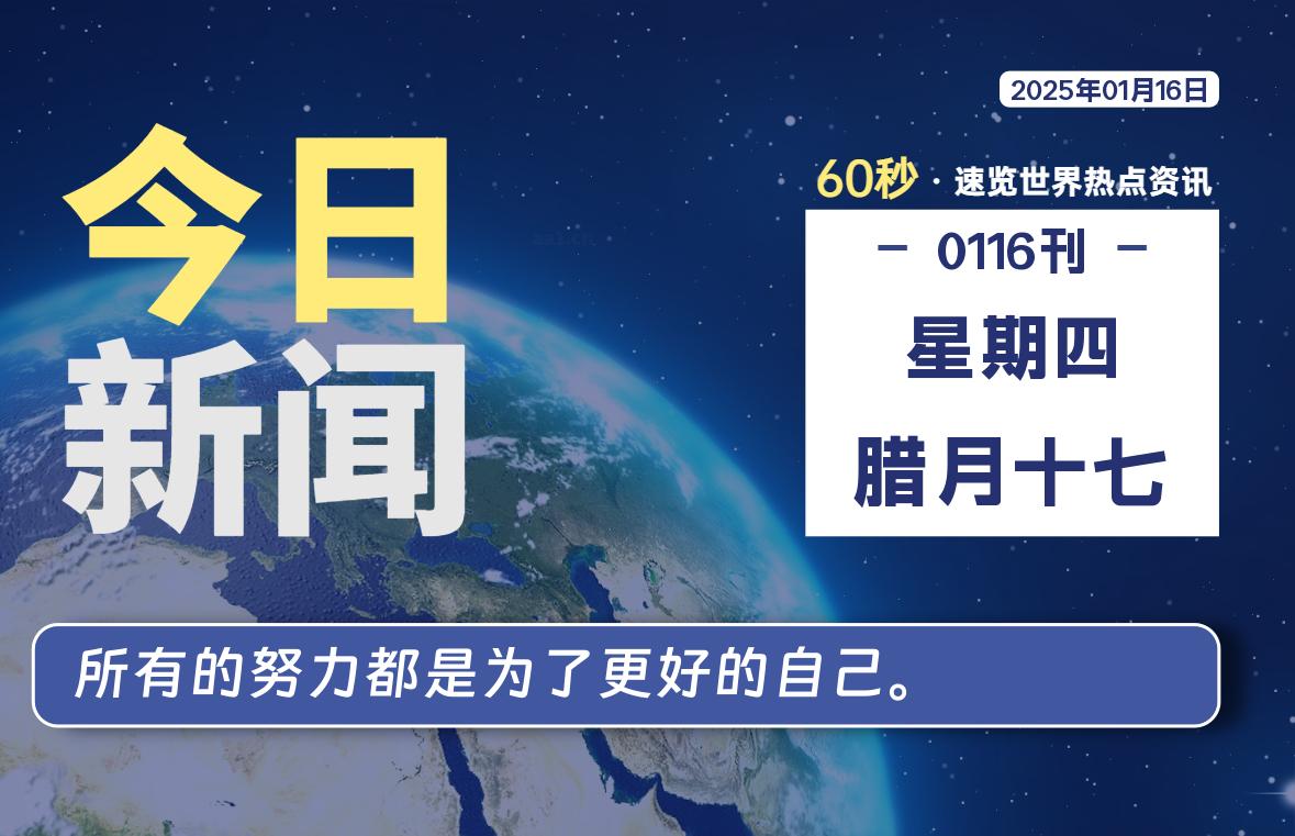 01月16日，星期四, 每天60秒读懂全世界！-俗人博客网