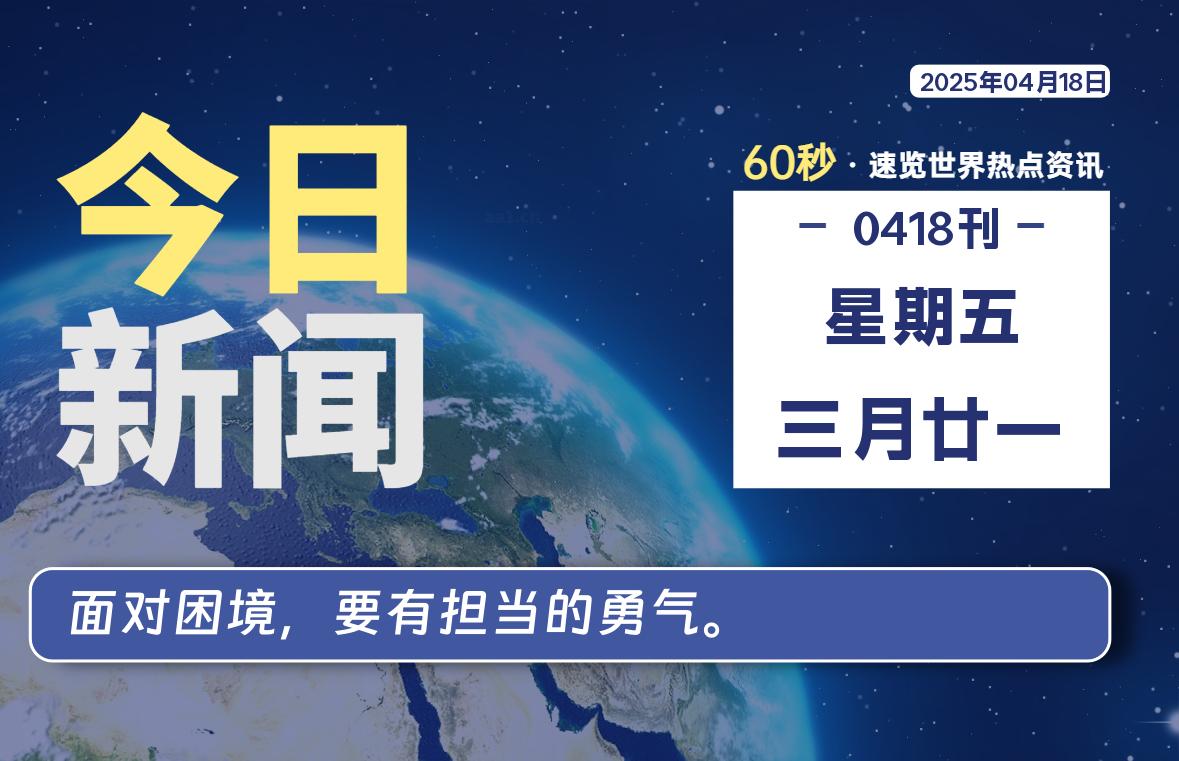 04月18日，星期五, 每天60秒读懂全世界！-俗人博客网